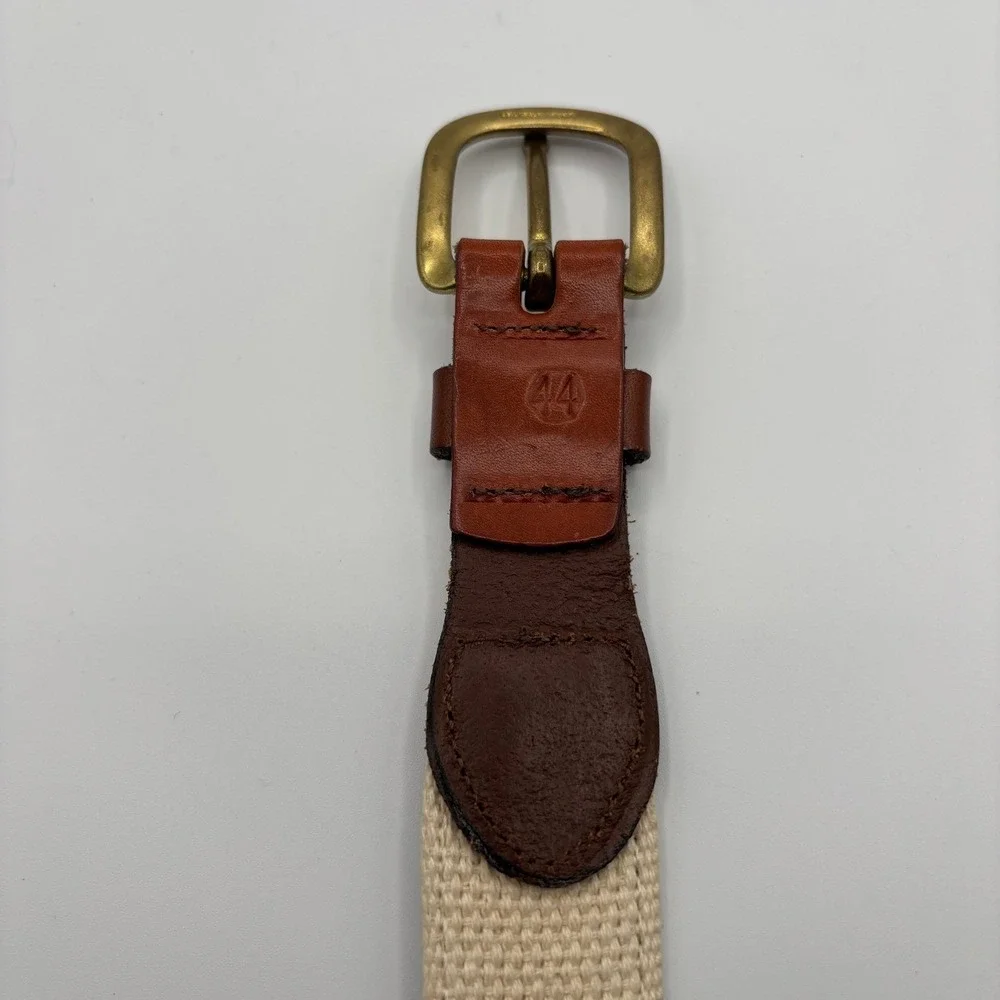 Leather Man Ltd. Canvas Belt Mens 44 Mahi Dorado Fish Embroidery Brass Buckle